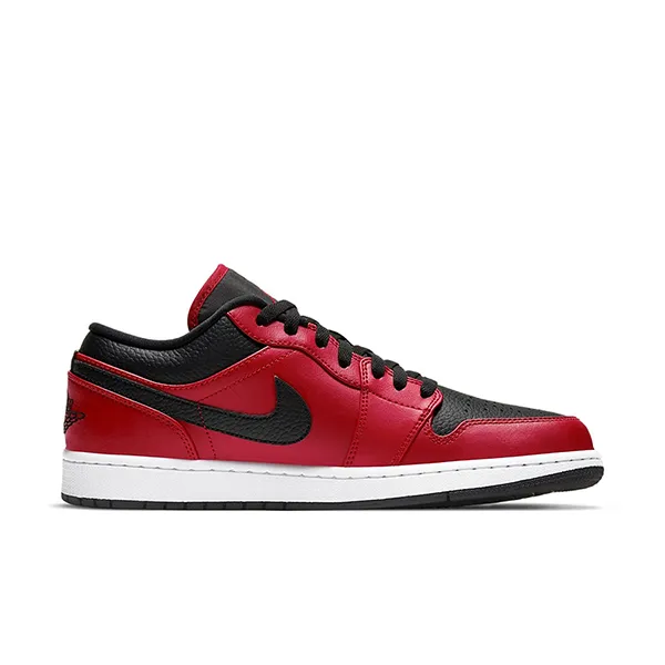 Giày Thể Thao Nike Air Jordan 1 Low Reverse Bred Pebbled Swoosh 553558-605 Màu Đỏ/Đen Size 39