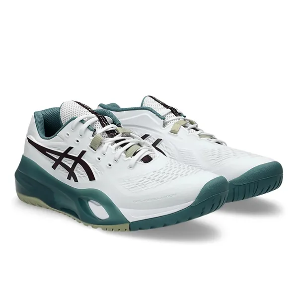 Giày Thể Thao Nam Tennis/Pickleball Asics Gel-Resolution X White/Dark Aubergine 1041A481.104 Màu Trắng/Xanh