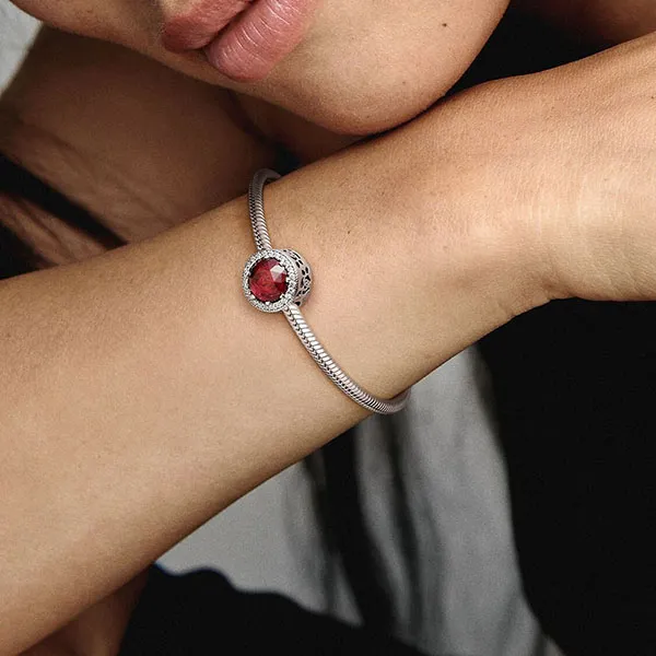 Hạt Vòng Charm Nữ Pandora 792140NCC Disney Belle's Radiant Rose Màu Bạc Hồng