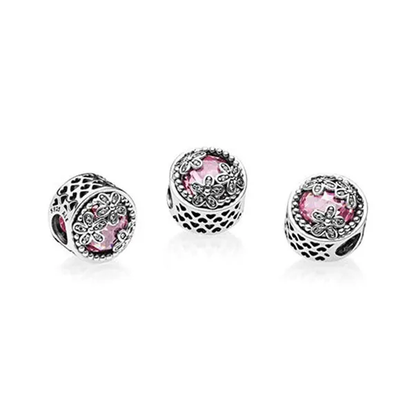 Hạt Vòng Charm Nữ Pandora Bright Daisies 792055PCZ Màu Bạc Hồng