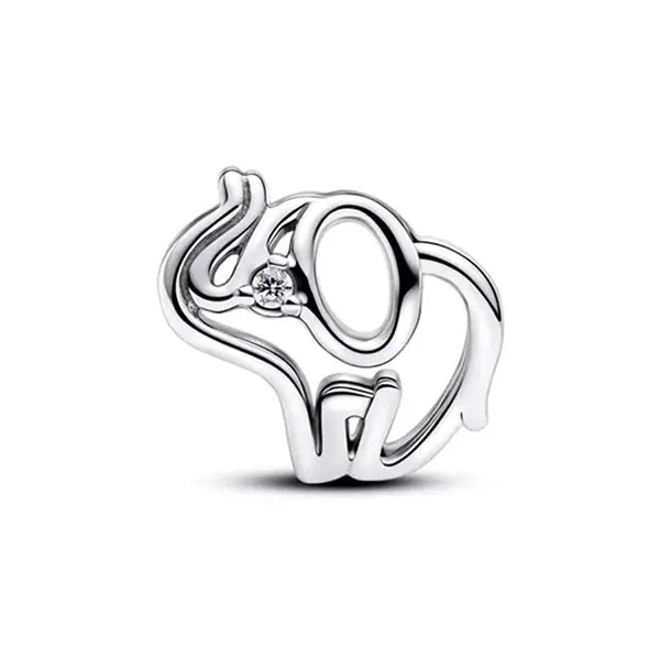 Hạt Vòng Charm Nữ Pandora Elephant Sterling Silver With Clear Cubic Zirconia 793345C01 Màu Bạc