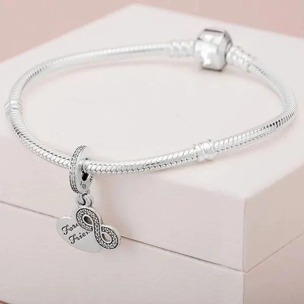 Hạt Vòng Charm Nữ Pandora Forever Friends Dangle Clear CZ 791948CZ Màu Bạc