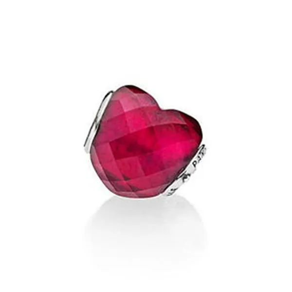 Hạt Vòng Charm Nữ Pandora Heart Silver Faceted Rose Crystal 796563NFR Màu Hồng Fuchsia