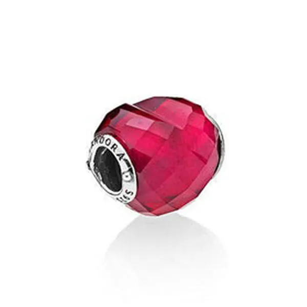 Hạt Vòng Charm Nữ Pandora Heart Silver Faceted Rose Crystal 796563NFR Màu Hồng Fuchsia