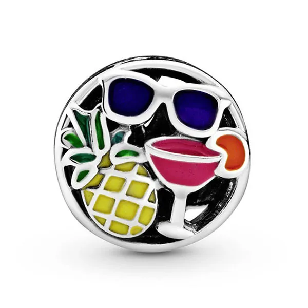 Hạt Vòng Charm Nữ Pandora Holiday In Sterling Silver With Purple Orange Yellow Pink And Green Enamel 792118ENMX Phối Màu