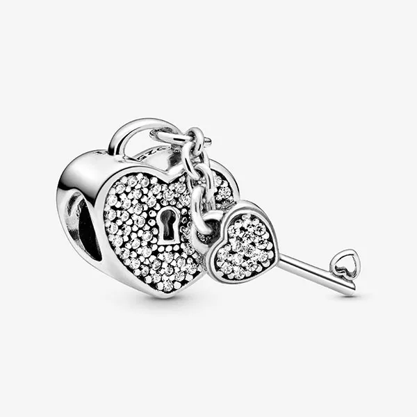 Hạt Vòng Charm Nữ Pandora Lucchetto D'amore 791429CZ Màu Bạc