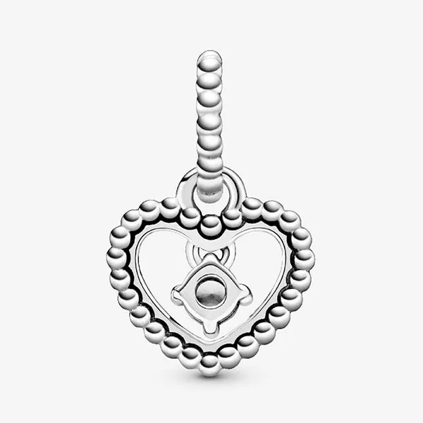 Hạt Vòng Charm Nữ Pandora Milky White Beaded Heart Dangle Sterling Silver 798854C04 Màu Bạc Trắng