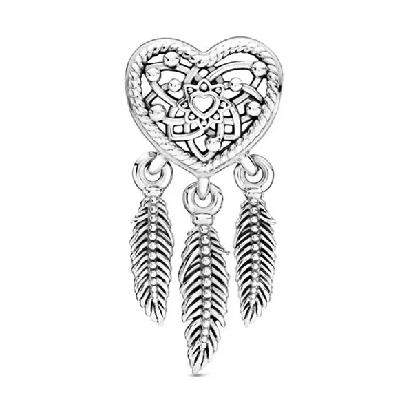 Hạt Vòng Charm Nữ Pandora Moments Silver Dreamcatcher Heart 799107C00 Màu Bạc