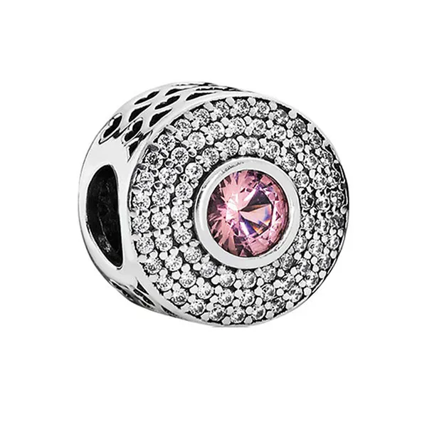 Hạt Vòng Charm Nữ Pandora Radiant Splendor With Blush Pink Crystal 791763NBP Màu Bạc Hồng