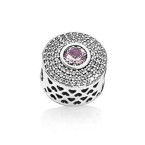 Hạt Vòng Charm Nữ Pandora Radiant Splendor With Blush Pink Crystal 791763NBP Màu Bạc Hồng