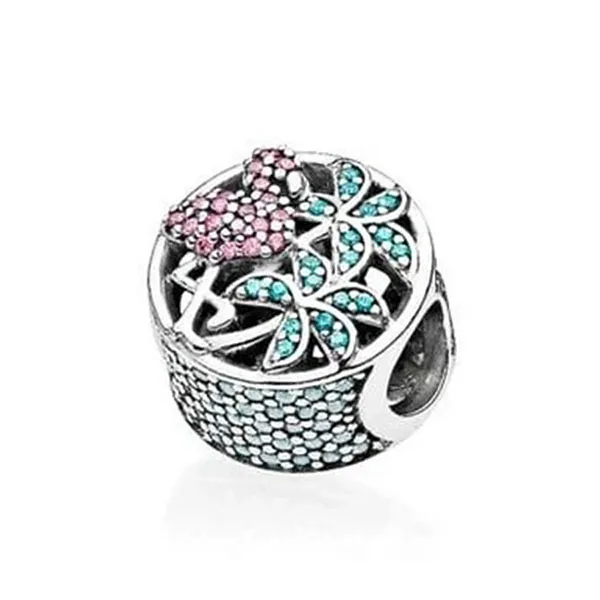 Hạt Vòng Charm Nữ Pandora Tropical Flamingo 792117CZS Màu Bạc Xanh