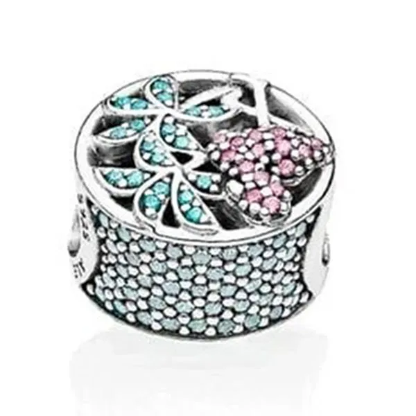 Hạt Vòng Charm Nữ Pandora Tropical Flamingo 792117CZS Màu Bạc Xanh
