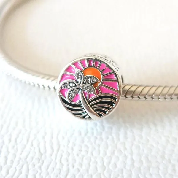 Hạt Vòng Charm Nữ Pandora Tropical Sunset 792116ENMX Màu Bạc Hồng