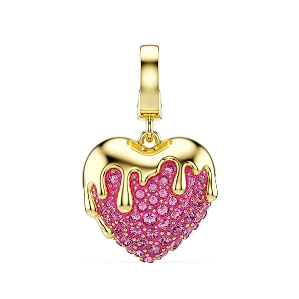 Hạt Vòng Charm Nữ Swarovski Idyllia Round Cut Heart Pink 18K Gold Plated 5742953 Màu Hồng Vàng