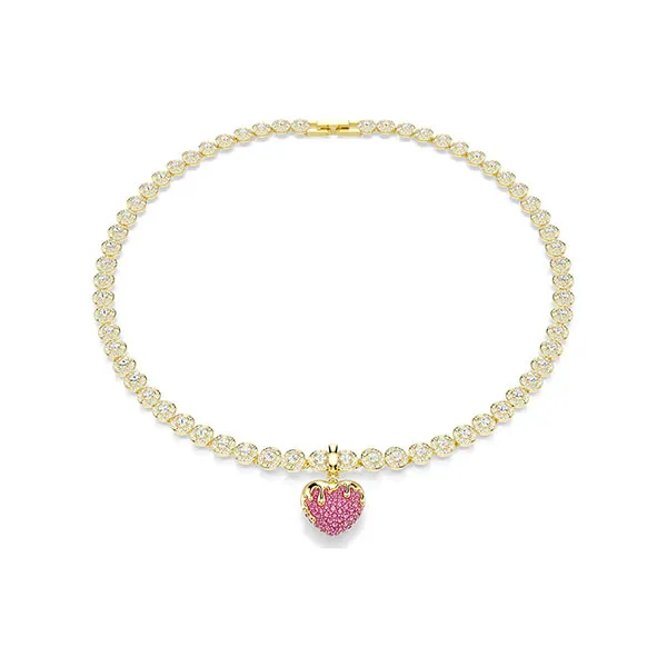 Hạt Vòng Charm Nữ Swarovski Idyllia Round Cut Heart Pink 18K Gold Plated 5742953 Màu Hồng Vàng