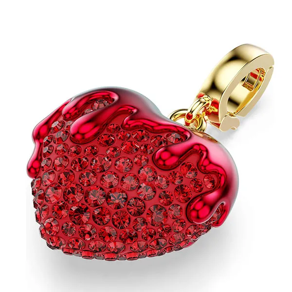 Hạt Vòng Charm Nữ Swarovski Idyllia Round Cut Heart Red 18K Gold Plated 5742994 Màu Đỏ/ Vàng