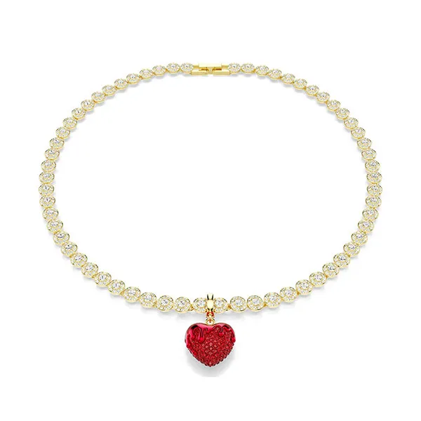 Hạt Vòng Charm Nữ Swarovski Idyllia Round Cut Heart Red 18K Gold Plated 5742994 Màu Đỏ/ Vàng