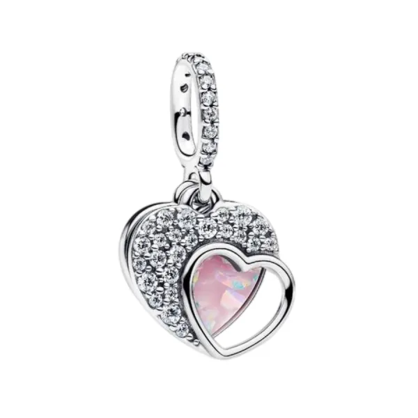 Hạt Vòng Charm Pandora Beautiful Mother Double Dangle Charm 794456C01 Màu Bạc Phối Hồng