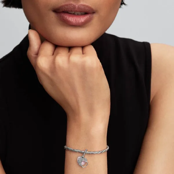 Hạt Vòng Charm Pandora Beautiful Mother Double Dangle Charm 794456C01 Màu Bạc Phối Hồng