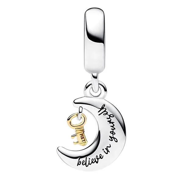 Hạt Vòng Charm Pandora Bicolor Key & Moon Charm Pendant 762985C01 Màu Bạc Hồng