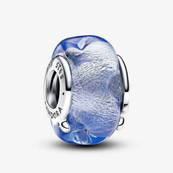 Hạt Vòng Charm Pandora Blue Wavy Murano Glass Pandora Sterling Silver 793426C00 Màu Xanh Blue
