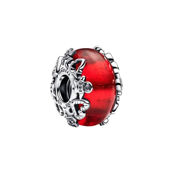 Hạt Vòng Charm Pandora Christmas Magic Murano Glass Charm 793597C00 Màu Đỏ Bạc