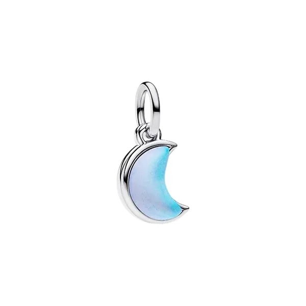 Hạt Vòng Charm Pandora Crescent Moon Double Dangle Charm 794272C01 Màu Bạc Xanh