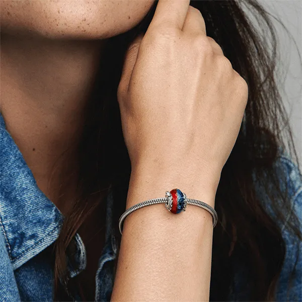 Hạt Vòng Charm Pandora Game Of Thrones x Pandora Murano Fire And Ice Undying Power 792966C00 Màu Đỏ - Xanh Blue