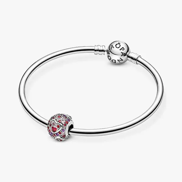 Hạt Vòng Charm Pandora Heart Silver With Red And Pink Cubic Zirconia And Royal Purple Crystal 797826CZRMX Phối Màu