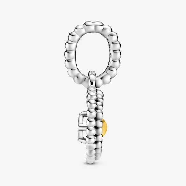 Hạt Vòng Charm Pandora Honey Beaded Heart Dangle Charm Sterling Silver 798854C11 Màu Bạc