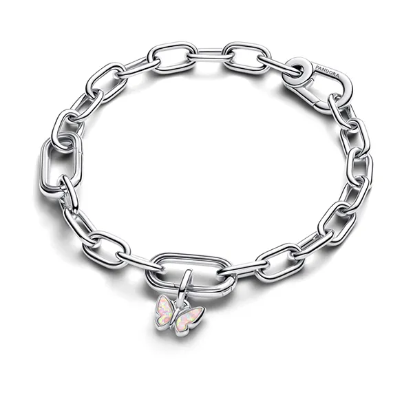 Hạt Vòng Charm Pandora Me Mini Butterfly Pink Opal Silver Charm 793825C01 Màu Hồng Bạc