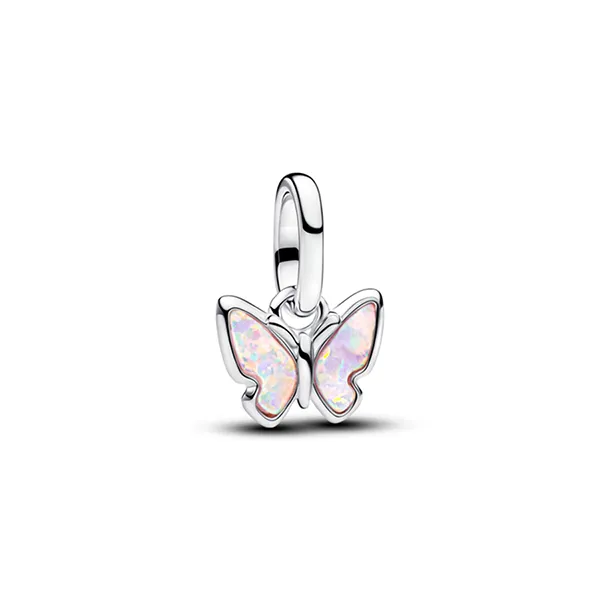 Hạt Vòng Charm Pandora Me Mini Butterfly Pink Opal Silver Charm 793825C01 Màu Hồng Bạc