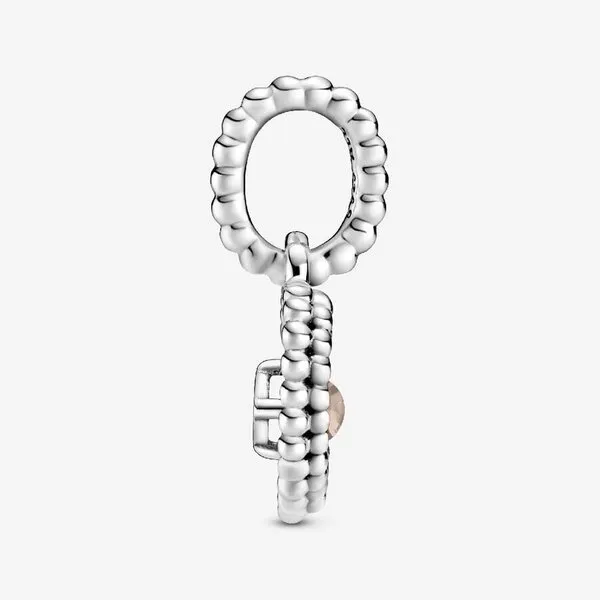 Hạt Vòng Charm Pandora Misty Rose Beaded Heart Dangle Charm Sterling Silver 798854C06 Màu Hồng Bạc