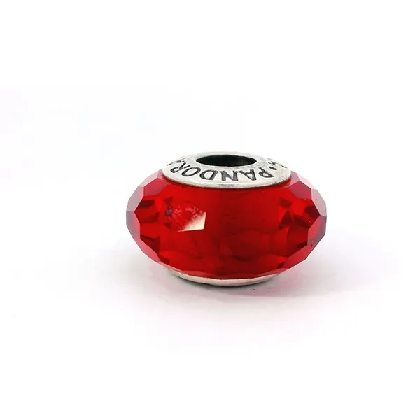 Hạt Vòng Charm Pandora Murano Faceted Red Glass Charm 791066 Màu Đỏ Bạc
