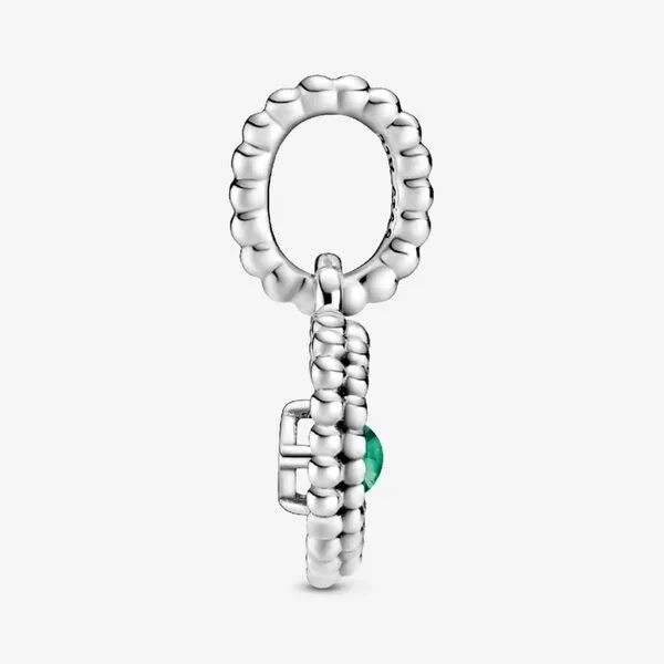 Hạt Vòng Charm Pandora Rainforest Green Beaded Heart Dangle Charm Sterling Silver 798854C05 Màu Bạc Xanh