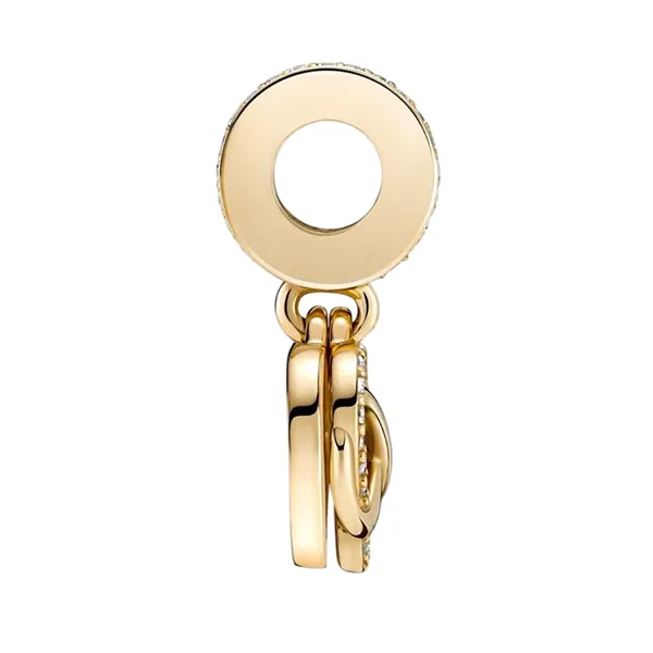Hạt Vòng Charm Pandora Sparkling Infinity Heart Dangle Charm 759516C01 Màu Vàng Gold