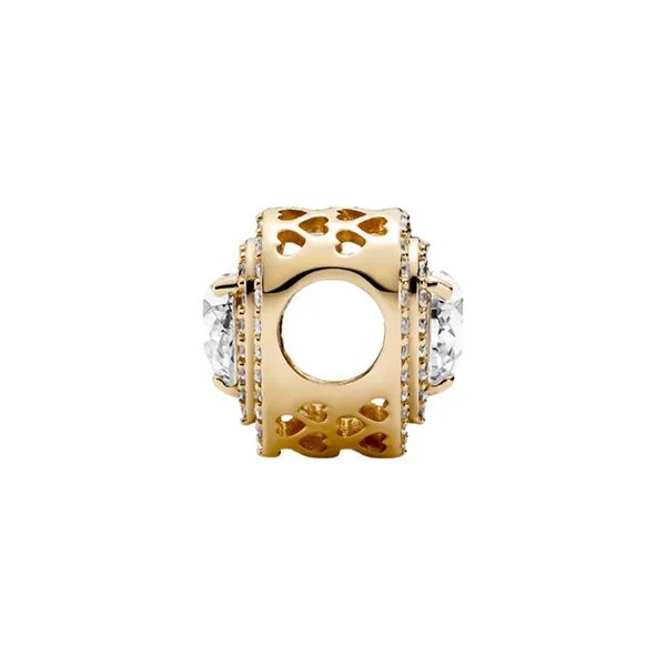 Hạt Vòng Charm Pandora Sparkling Multi Tiered Hearts Charm Pendant 759517C01 Màu Vàng Gold