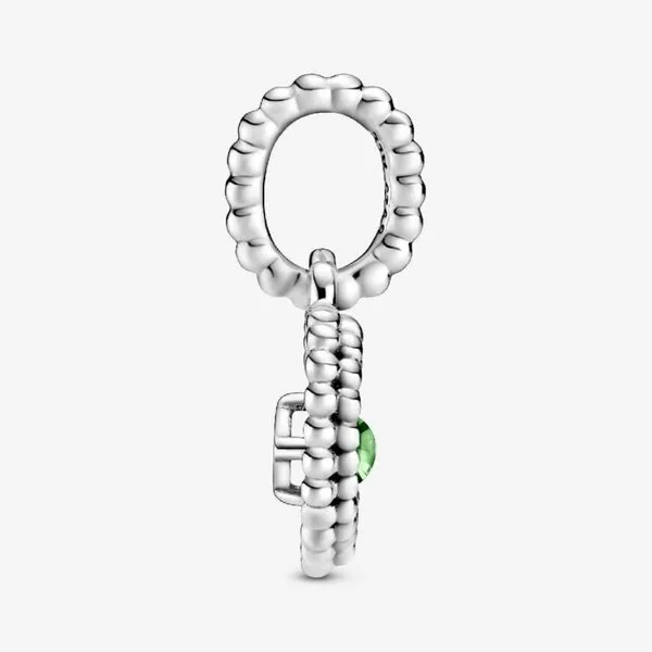 Hạt Vòng Charm Pandora Spring Green Beaded Heart Dangle Charm Sterling Silver 798854C10 Màu Xanh Bạc