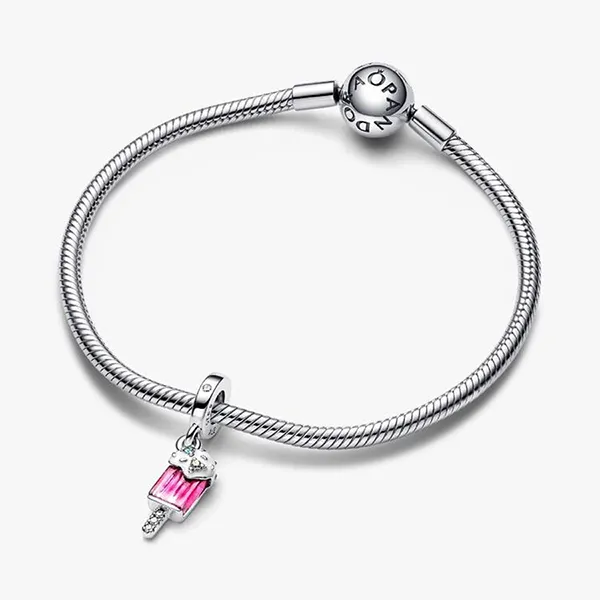 Hạt Vòng Charm Pandora Sprinkled Popsicle Dangle Charm 792597C01 Màu Hồng Bạc