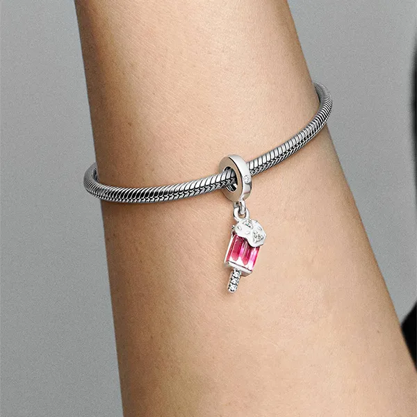 Hạt Vòng Charm Pandora Sprinkled Popsicle Dangle Charm 792597C01 Màu Hồng Bạc