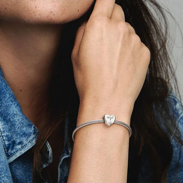 Hạt Vòng Charm Pandora Wife Love Heart Charm Màu Bạc