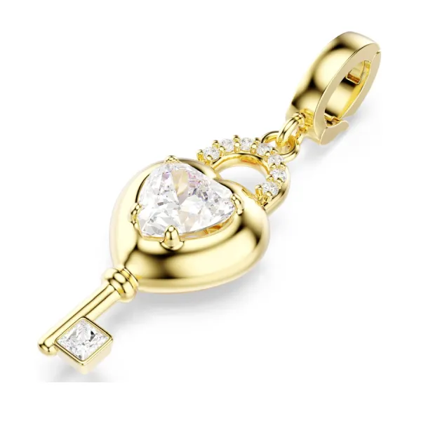 Hạt Vòng Charm Swarovski Idyllia Charm Mixed Cuts, Heart With Key, White, 18k Gold Plated 5742959 Màu Vàng