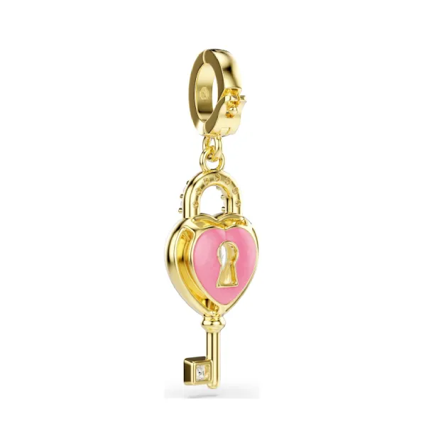 Hạt Vòng Charm Swarovski Idyllia Charm Mixed Cuts, Heart With Key, White, 18k Gold Plated 5742959 Màu Vàng