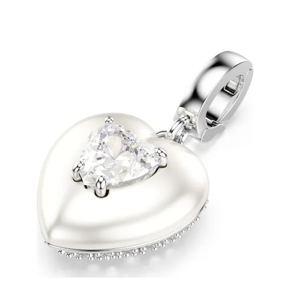 Hạt Vòng Charm Swarovski Idyllia Charm Mixed Cuts, Pearl-Colored Coating, Heart, White, Rhodium Plated 5742960 Màu Bạc