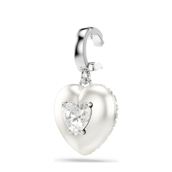 Hạt Vòng Charm Swarovski Idyllia Charm Mixed Cuts, Pearl-Colored Coating, Heart, White, Rhodium Plated 5742960 Màu Bạc
