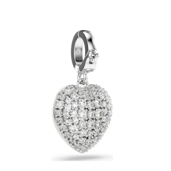 Hạt Vòng Charm Swarovski Idyllia Charm Mixed Cuts, Pearl-Colored Coating, Heart, White, Rhodium Plated 5742960 Màu Bạc