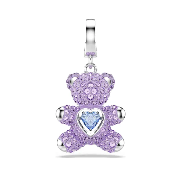 Hạt Vòng Charm Swarovski Idyllia Charm Mixed Cuts, Teddy, Purple, Rhodium Plated 5745610 Màu Tím