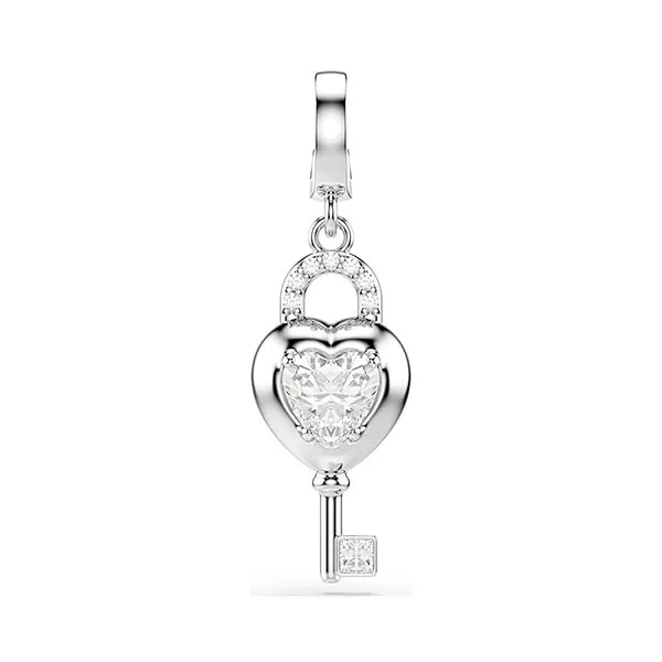 Hạt Vòng Charm Swarovski Idyllia Mixed Cuts Heart With Key White Rhodium Plated 5742957 Màu Bạc Trắng