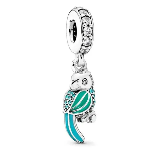 Hạt Vòng Charm Pandora Tropical Parrot Dangle Charm 791903ENMX Màu Xanh Lam