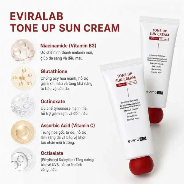 Kem Chống Nắng Nâng Tone Tự Nhiên Eviralab Tone Up Sun Cream SPF50+ PA++++ 50ml